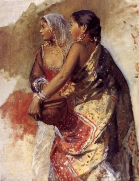 Árabe Painting - Bosquejo de dos niñas nautch árabe Edwin Lord Weeks
